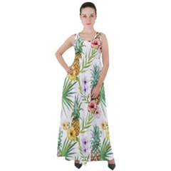 Tropical Pineapples Empire Waist Velour Maxi Dress by goljakoff