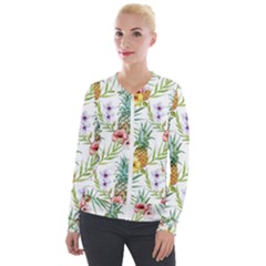 Tropical Pineapples Velvet Zip Up Jacket by goljakoff