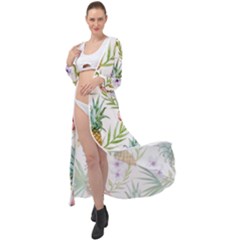 Tropical Pineapples Maxi Chiffon Beach Wrap by goljakoff