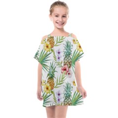 Tropical Pineapples Kids  One Piece Chiffon Dress by goljakoff