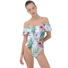 Tropical Pineapples Frill Detail One Piece Swimsuit by goljakoff