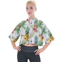 Tropical Pineapples Mock Neck Tee