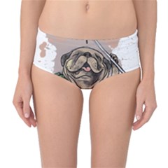 Pug Lover Coffee Mid-waist Bikini Bottoms