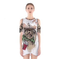 Pug Lover Coffee Shoulder Cutout One Piece Dress