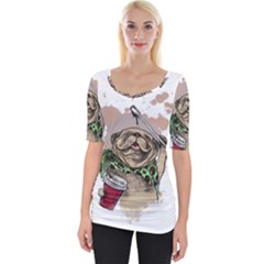 Pug Lover Coffee Wide Neckline Tee