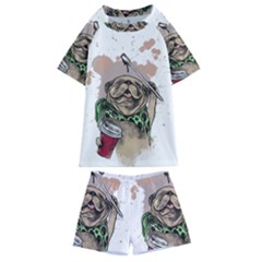 Pug Lover Coffee Kids  Swim Tee And Shorts Set