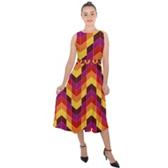 Geometric  Midi Tie-back Chiffon Dress by Sobalvarro