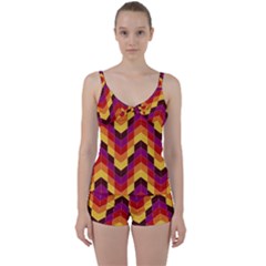 Geometric  Tie Front Two Piece Tankini by Sobalvarro