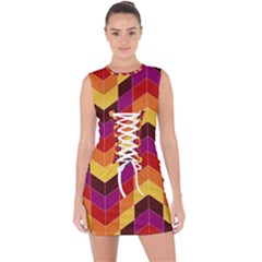 Geometric  Lace Up Front Bodycon Dress by Sobalvarro