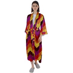 Geometric  Maxi Satin Kimono