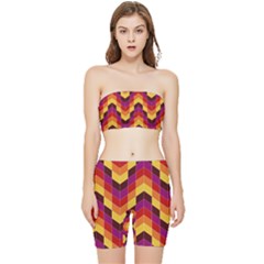 Geometric  Stretch Shorts And Tube Top Set