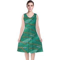 Colors To Celebrate All Seasons Calm Happy Joy V-neck Midi Sleeveless Dress  by pepitasart