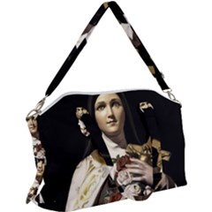 Virgin Mary Sculpture Dark Scene Canvas Crossbody Bag by dflcprintsclothing