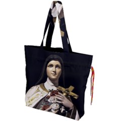 Virgin Mary Sculpture Dark Scene Drawstring Tote Bag by dflcprintsclothing