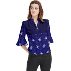 Bluestars Loose Horn Sleeve Chiffon Blouse