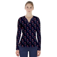 Roses V-neck Long Sleeve Top by Sparkle