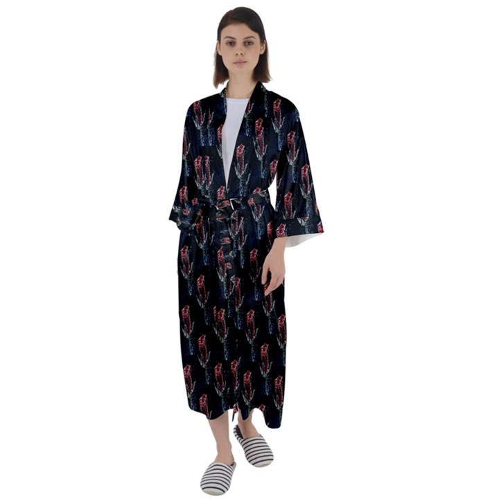 Roses Maxi Satin Kimono