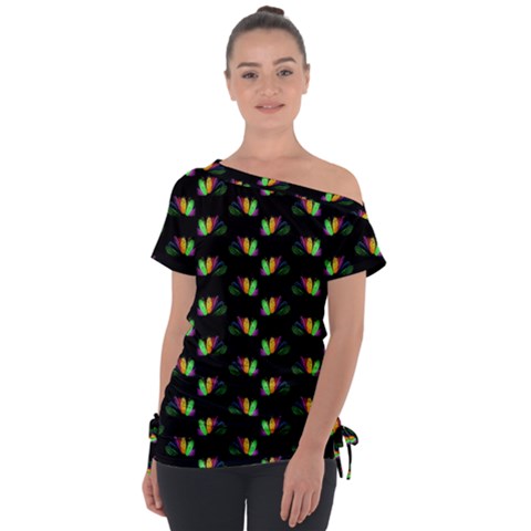 Digital Flowers Tie-up Tee by Sparkle