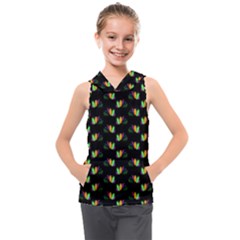 Digital Flowers Kids  Sleeveless Hoodie by Sparkle