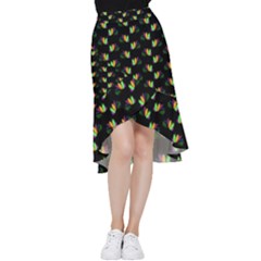 Digital Flowers Frill Hi Low Chiffon Skirt by Sparkle