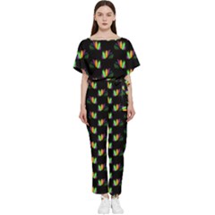 Digital Flowers Batwing Lightweight Jumpsuit