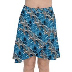 Abstract Illusion Chiffon Wrap Front Skirt by Sparkle