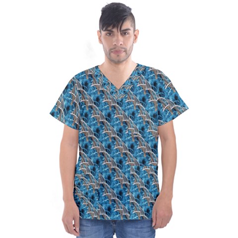 Abstract Illusion Men s V-neck Scrub Top by Sparkle