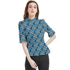 Abstract Illusion Frill Neck Blouse