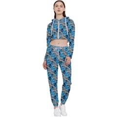 Abstract Illusion Cropped Zip Up Lounge Set