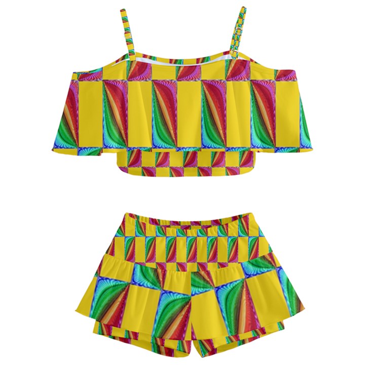 Digital Stars Kids  Off Shoulder Skirt Bikini