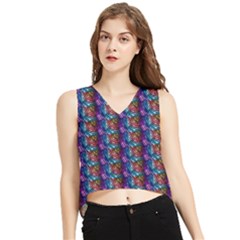 Abstract Illusion V-neck Cropped Tank Top