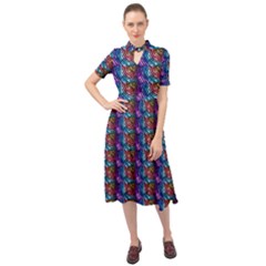 Abstract Illusion Keyhole Neckline Chiffon Dress by Sparkle