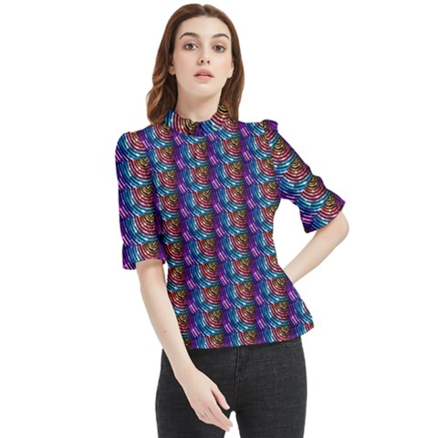 Abstract Illusion Frill Neck Blouse by Sparkle