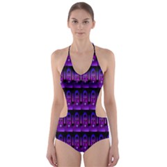 Violet Retro Cut-out One Piece Swimsuit by Sparkle