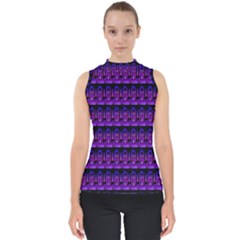 Violet Retro Mock Neck Shell Top by Sparkle