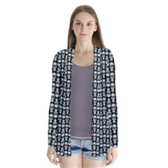 Skull Pattern Drape Collar Cardigan