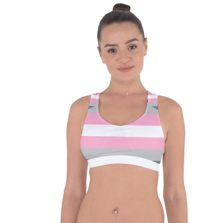 Demigirl Pride Flag LGBTQ Cross String Back Sports Bra