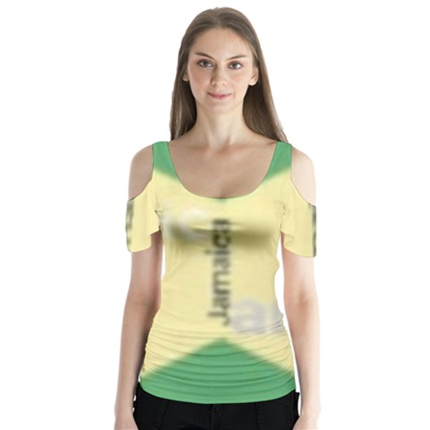 Jamaica, Jamaica  Butterfly Sleeve Cutout Tee  by Janetaudreywilson