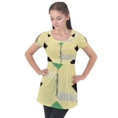 Jamaica, Jamaica  Puff Sleeve Tunic Top by Janetaudreywilson