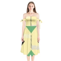 Jamaica, Jamaica  Shoulder Tie Bardot Midi Dress by Janetaudreywilson