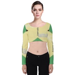 Jamaica, Jamaica  Velvet Long Sleeve Crop Top by Janetaudreywilson