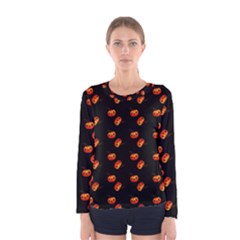 Kawaii Pumpkin Black Women s Long Sleeve Tee