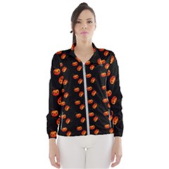 Kawaii Pumpkin Black Women s Windbreaker