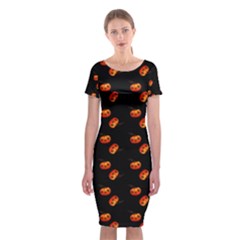 Kawaii Pumpkin Black Classic Short Sleeve Midi Dress by vintage2030