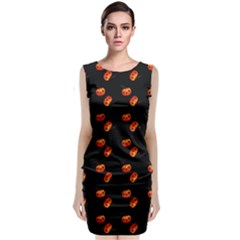 Kawaii Pumpkin Black Sleeveless Velvet Midi Dress