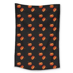 Kawaii Pumpkin Black Large Tapestry