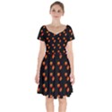 Kawaii Pumpkin Black Short Sleeve Bardot Dress View1