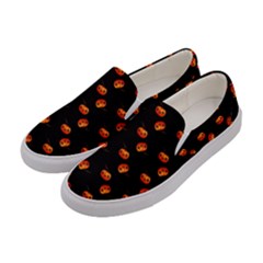 Kawaii Pumpkin Black Women s Canvas Slip Ons by vintage2030