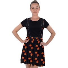 Kawaii Pumpkin Black Velvet Suspender Skater Skirt by vintage2030