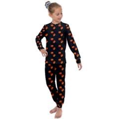 Kawaii Pumpkin Black Kids  Long Sleeve Set  by vintage2030